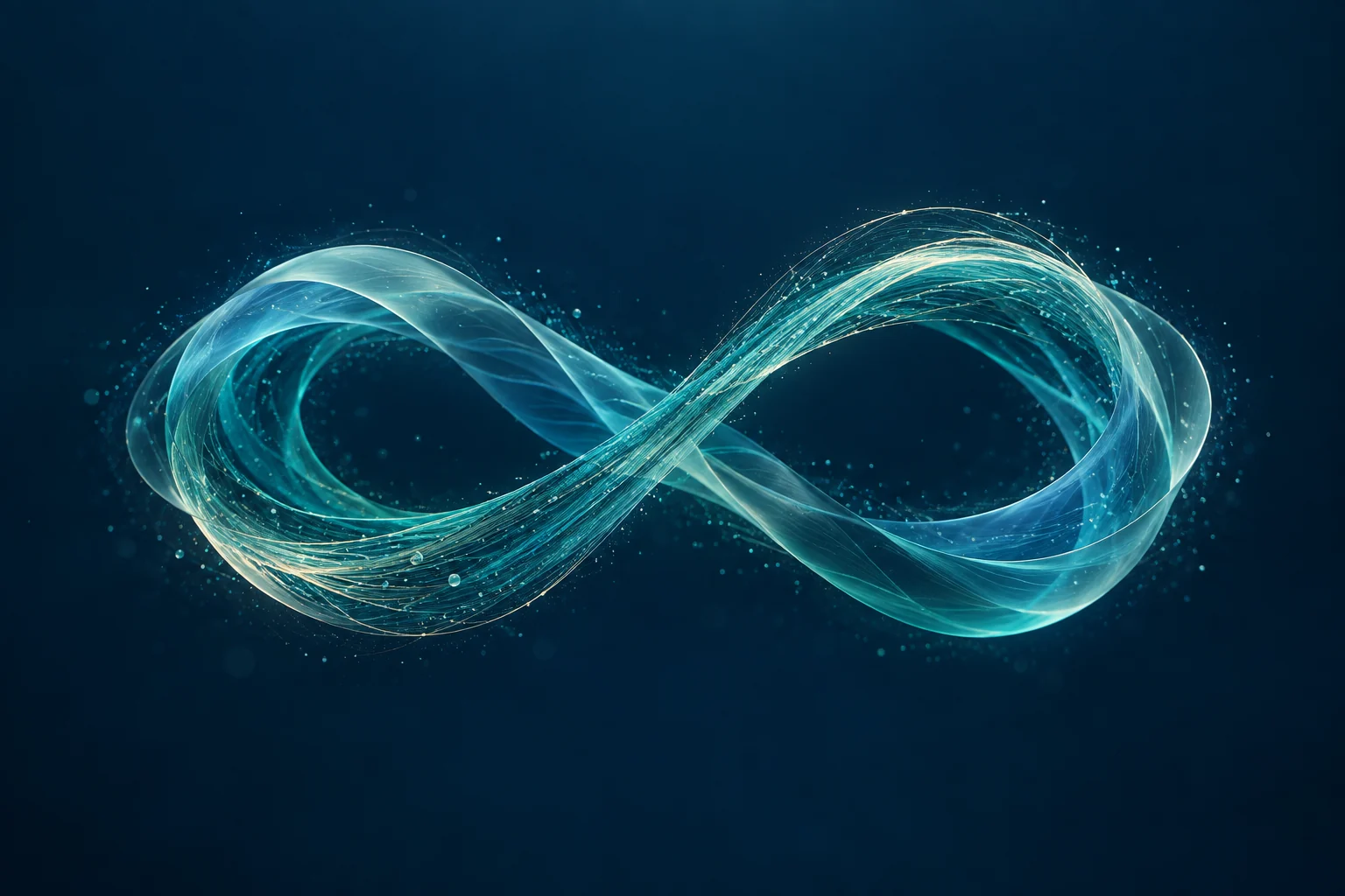 Abstract interconnected cyan fibres, representing perception, learning and action.